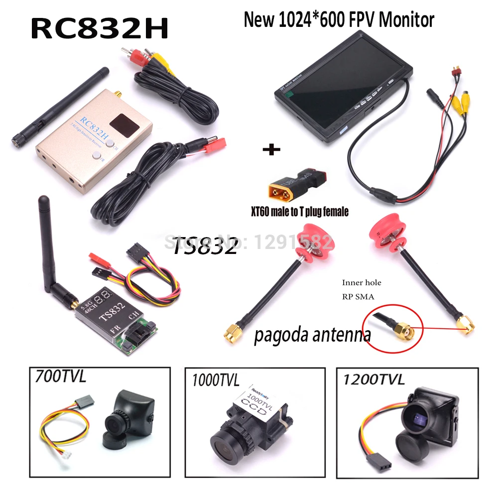 TS832 RC832 RC 832 передатчик приемник 5 8G 600mW 48CH беспроводной AV 7 дюймовый ЖК TFT FPV 1024x600