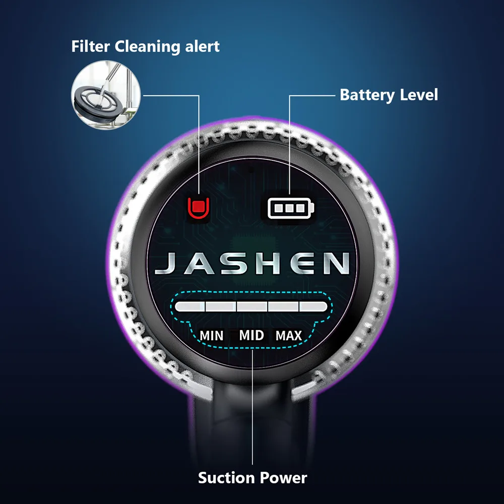 US $176.61 JASHEN V16 Handheld Vacuum Cleaner 350W Max 22KPA Suction Up To 40 Mins Run Time LCD Display Low Noise Cordless Stick Wall Mount
