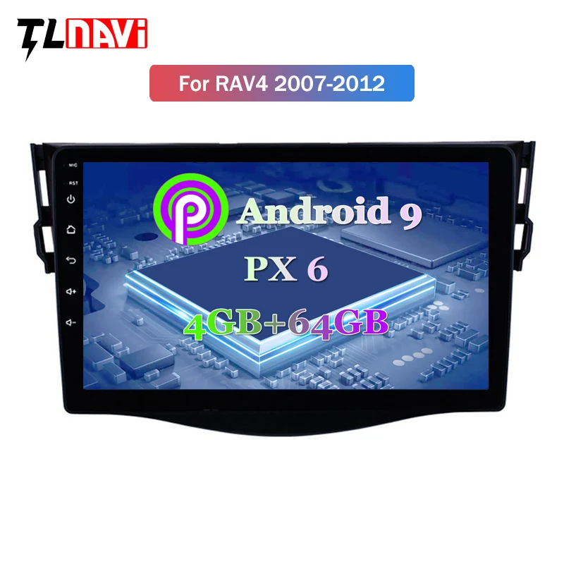 

9 INCH PX6 4G+64G Android 9.0 Car GPS Navigation for Toyota RAV4 2007-2012 Support Stereo Audio Radio Video Bluetooth