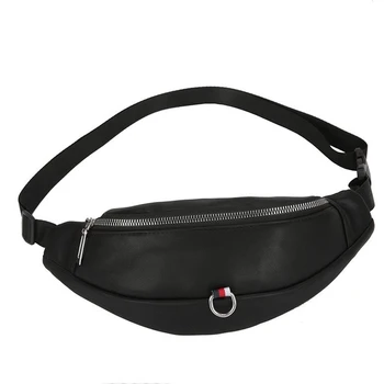 

Fanny Pack Waist Bag PU Leather Casual Waterproof Antitheft Women Chest bag Walking Shopping Band belt Waist Bag Black