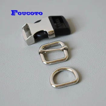 

10 sets Metal D rings hardware adjuster slider snap hook 20mm webbing belt for dog collar bags harness DIY sewing accessories