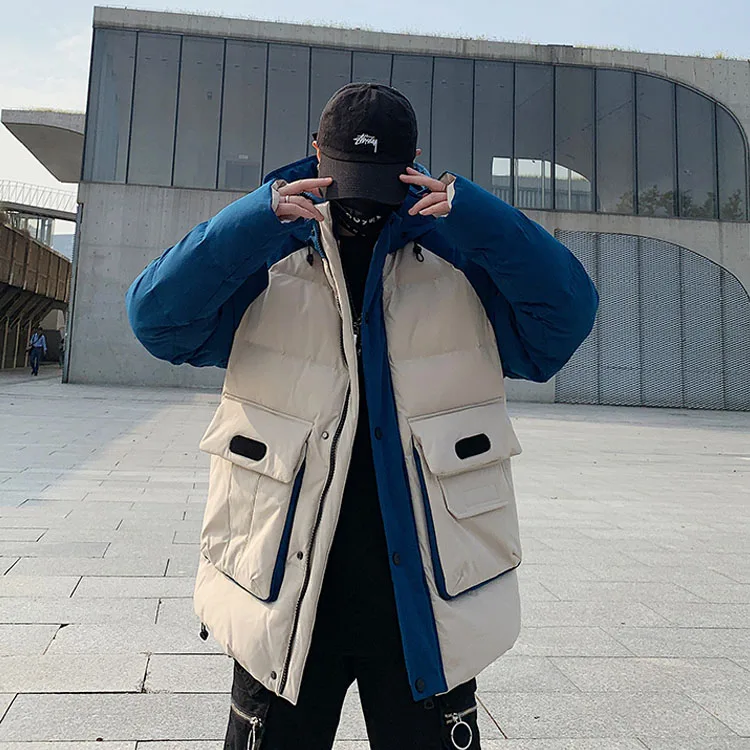 Winter No Print Jacket Coat Male Thick Cotton-Padded Coats High Quality Male Fashion Clothing