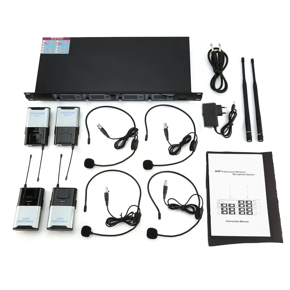 

GTD Audio 4x800 Paths UHF Diversity Wired Headset Microphone Mic System Superior Sound Quality Professional
