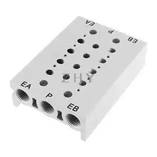 Прямоугольный алюминиевый блок коллектора Соленоидный клапан основание 4 станции