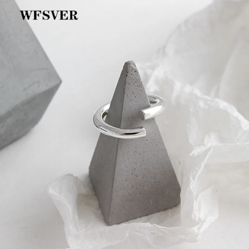 WFSVER женское Ювелирное кольцо из стерлингового серебра 925 пробы, геометрическое Незамкнутое регулируемое кольцо, женское модное ювелирное