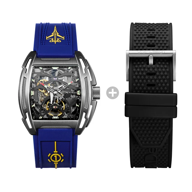 CIGA Design Z Series Personnalised Custom Waterproof Luminous Silicone Strap Mechanical Automatic Mens Watch Blue black