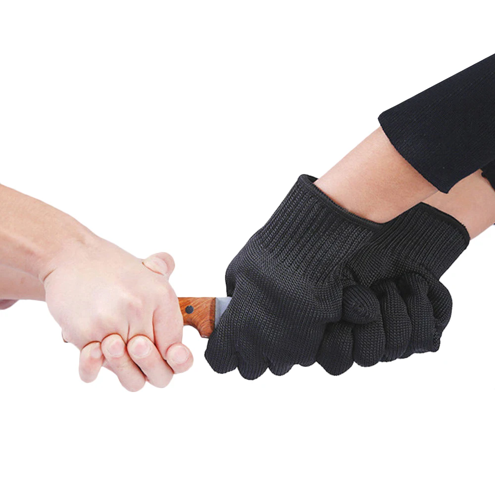 Anti Cut Gloves Protective Gloves Safety Gloves Black Metal Anti-Cut Gloves Level 5 Stainless Steel Wire for Kitchen Butcher