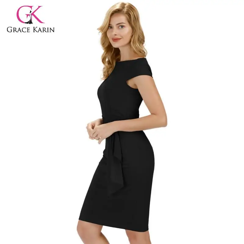 Grace Karin офисное женское платье-карандаш с рукавом-крылышком, летнее женское облегающее платье, деловые вечерние платья средней длины