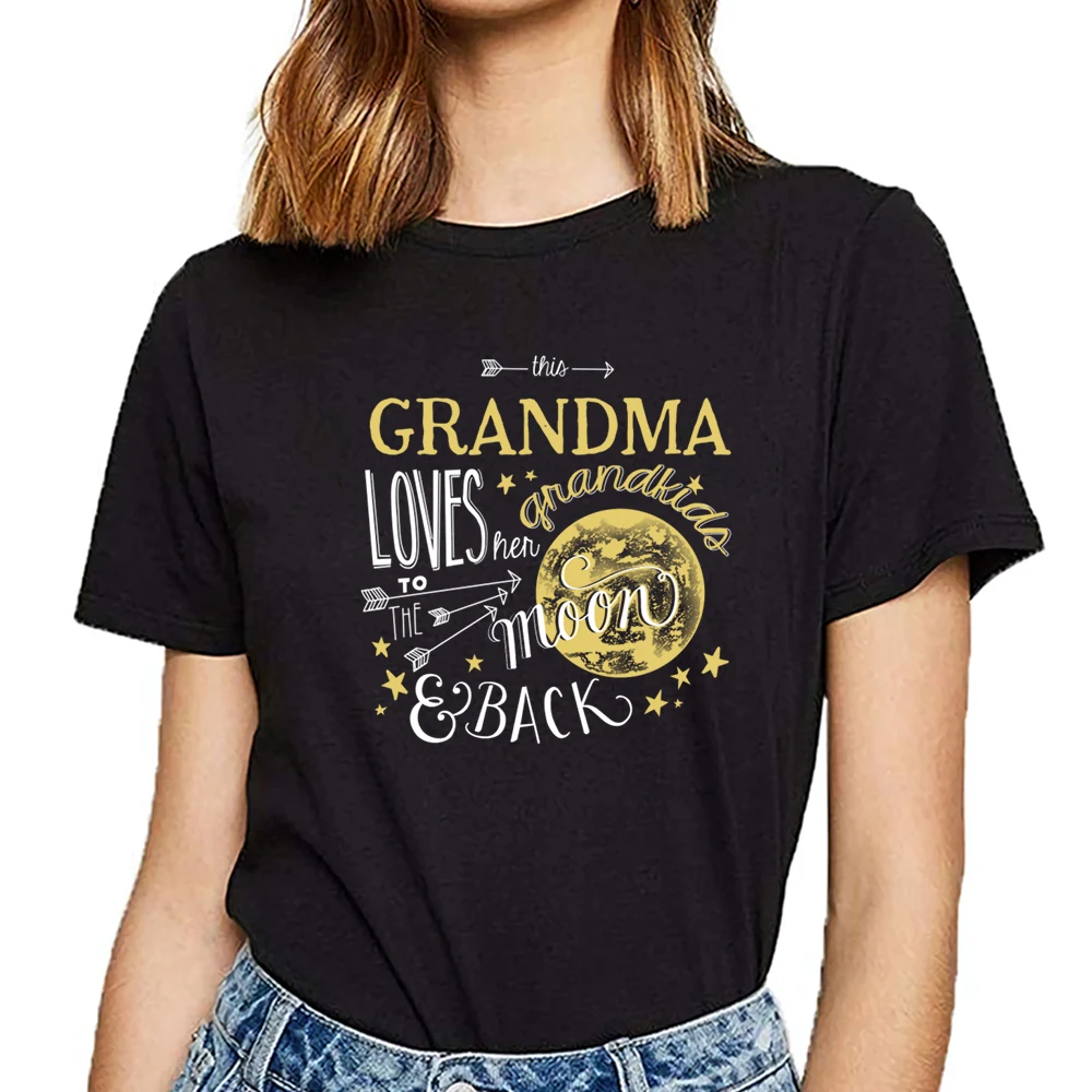 Топы футболки для женщин бабушка любит своих дедушек на луну Модная белая