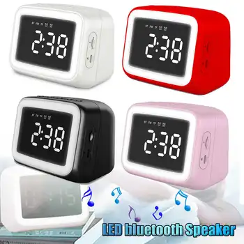 

LED Alarm Clock with FM Radio Wireless 5.0 bluetooth Speaker Mirror Display Support Aux TF USB Music Player Wireless Office Home