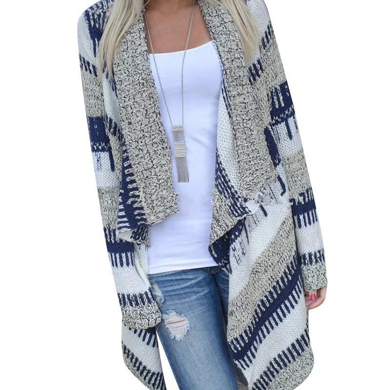 

Casual Fashion Women's Sweater Long Sleeve Irregular Edge Knitwear Gray Cardigan Jacket 2020 Fall Female Clothing Free Shipping