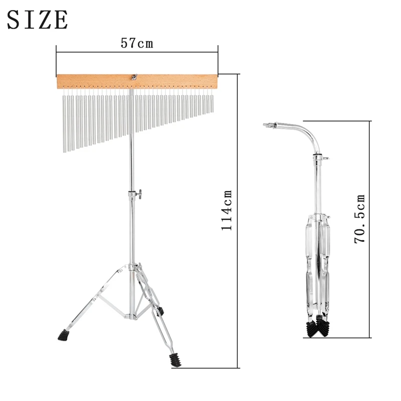 SEWS-музыкальный колокольчик 36 Tone Wind Chime Silver Bars Однорядный духовой колокольчик музыкальный ударный инструмент с треножной подставкой и стриком