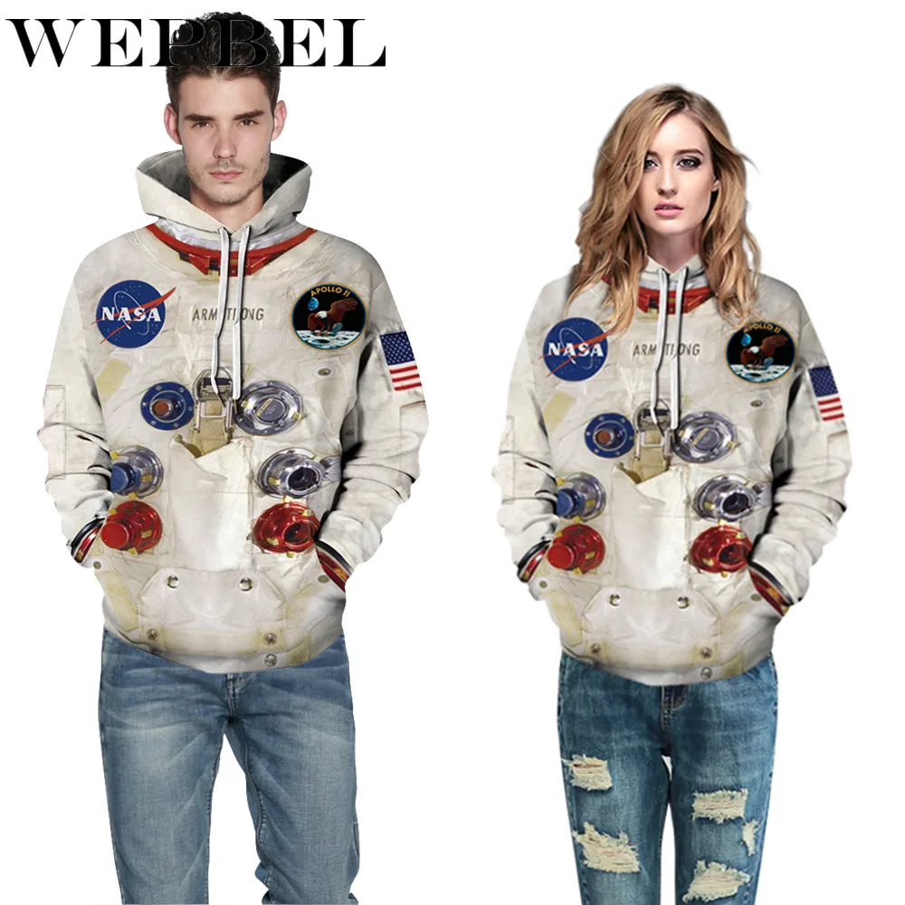New Product  WEPBEL Couple Hoodies Pullover Women Space Suit Printed Sweatshirt Men Winter Hoodies Casual Tracks