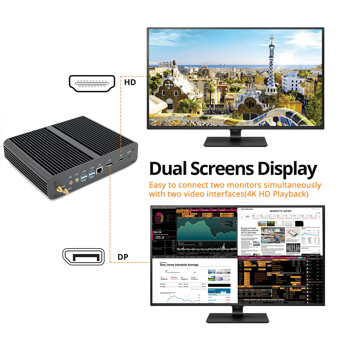 HYSTOU безвентиляторный мини ПК настольный четырехъядерный i7 8550U UHD графика 620 1000