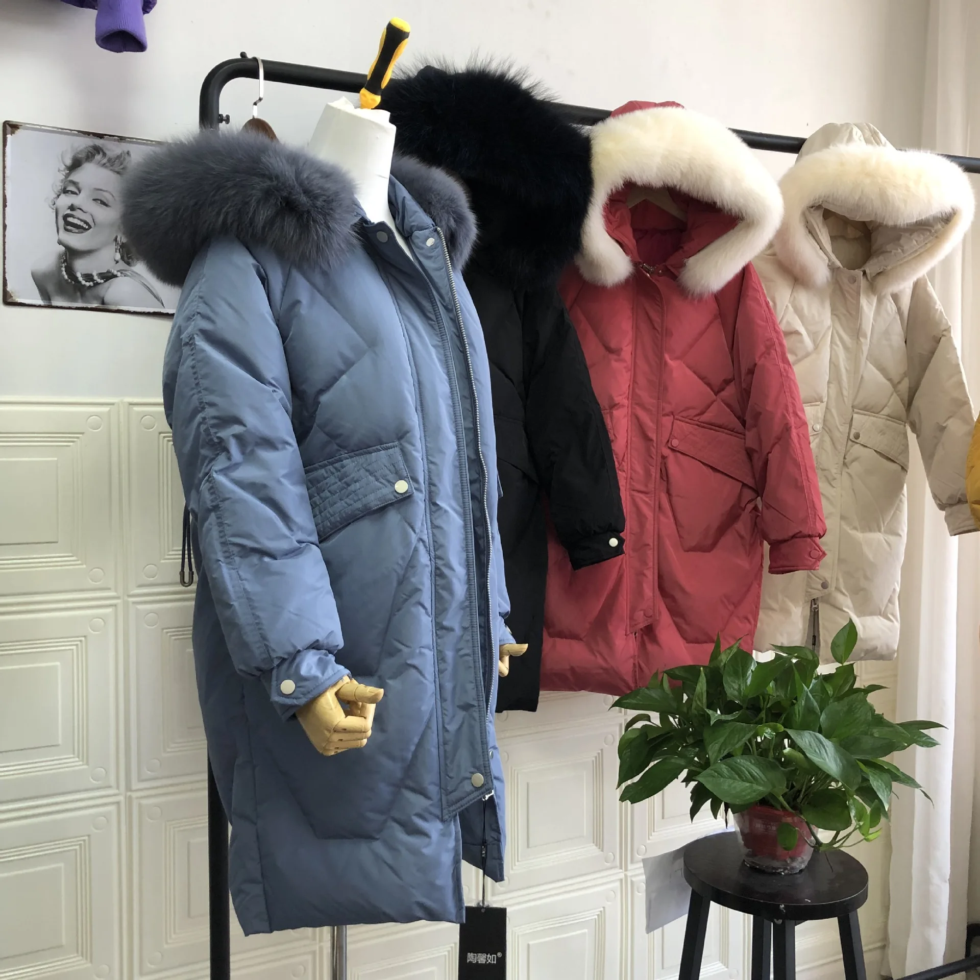 Новые зимние продукты, Южная Корея, стиль, женский пуховик, Женская Длинная толстая Вельветовая куртка с меховым воротником