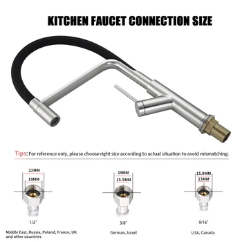 

Hot Kitchen Faucets Silicone Hose High Arc Bathroom Basin Sink Faucets Ceramic Valve Brushed Nickel 360 Degree Swivel Water Tap