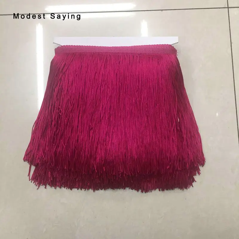 fuchsia 30 ярдов Золото 20 см кружевная бахрома отделка отделочная кисточка для DIY латинское платье вечерние аксессуары для одежды кружевная лента - Цвет: fuchsia