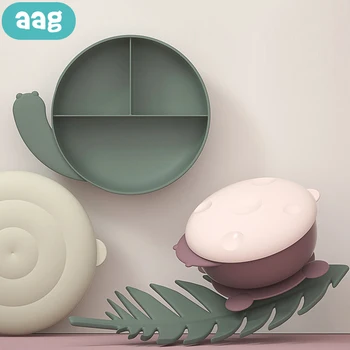 

AAG Baby Bowl With Sucker BPA Free Child Feeding Dishes Strong Suction Baby Training Tableware With Cover Kids Children Bowls