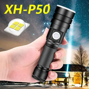 

Powerful LED Flashlight XHP50 Torch USB Rechargeable Waterproof Lamp Ultra Brigh Accessories tool For Ourdoor Camping Fishing 9