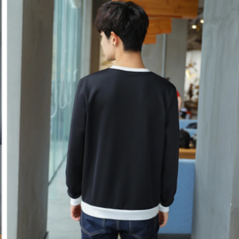 Letter Print O neck Oversized 2019 New Autumn Winter men T shirt long Sleeve plus size Korean style minimalist student clothes