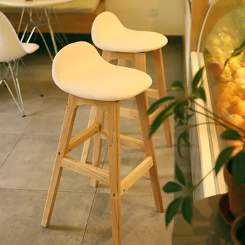 

Bar chair Modern minimalist Chairs hotel front desk solid wood high chair cafe dining chair back bar stool lounge chair