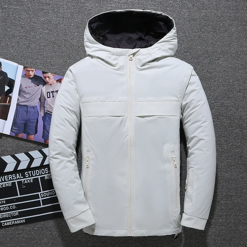 

Japanese Style Down Jacket Men Winter White Duck Jacket And Coat Multi Pockets Thicken Warm Parkas For Male