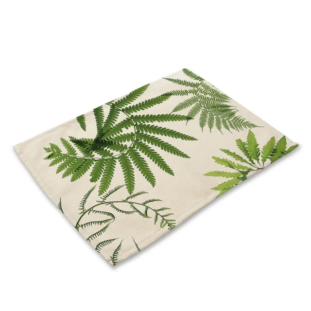 Green Leaf Print Table Coasters Placemat Dining Pad Cloth Mat Pattern Design Kitchen Accessories Decoration Home Table Cloth Tablecloths Aliexpress