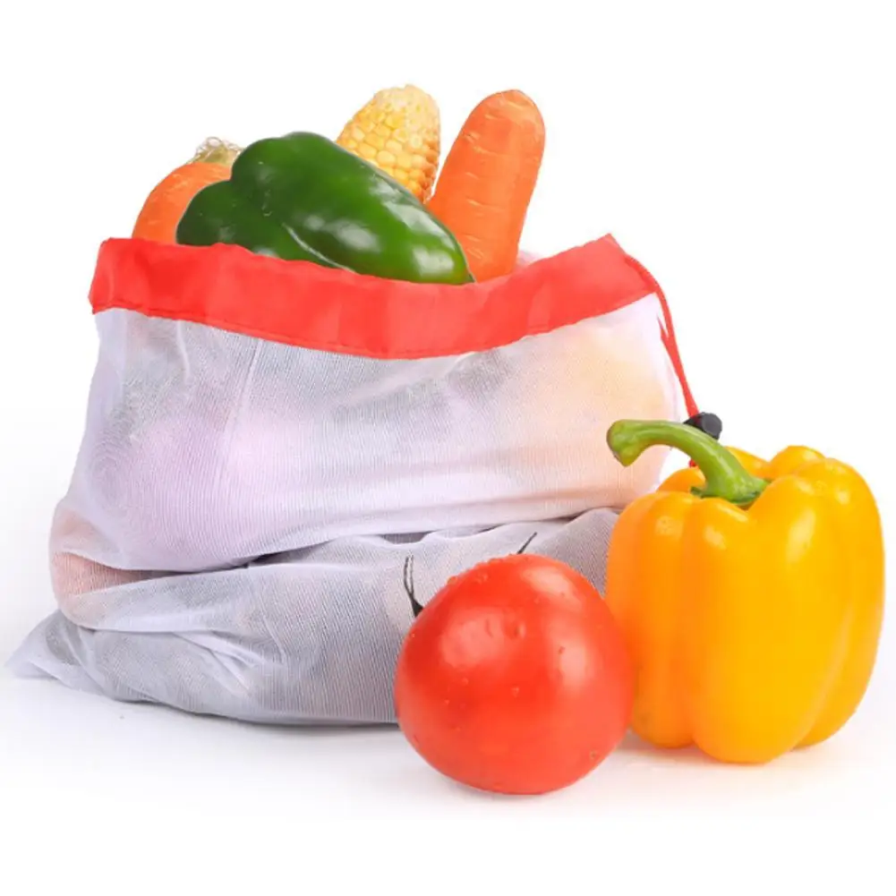 Многоразовые продуктовые сетчатые сумки 15 шт. мешок для хранения веревки овощей