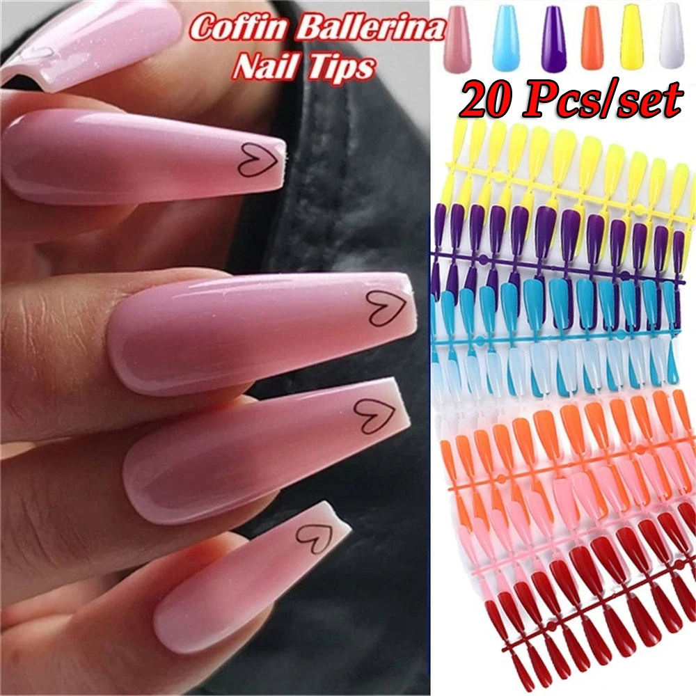 pcs Set Ballerina Long Fake Nails Natural Transparent Artificial Full Cover Colorful Coffin False Nail Manicure Extension Tips False Nails Aliexpress