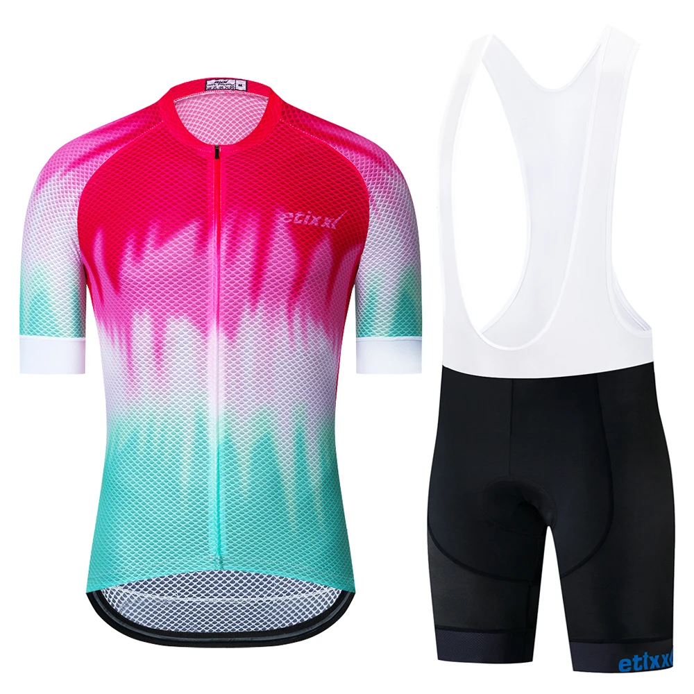 etixxl Pro Cycling Suit Summer MTB Cycling Set bicycle Clothes Breathable Anti-UV Wear Short Sleeve Cycling Jersey Set For Mans - Цвет: Cycling Set  01