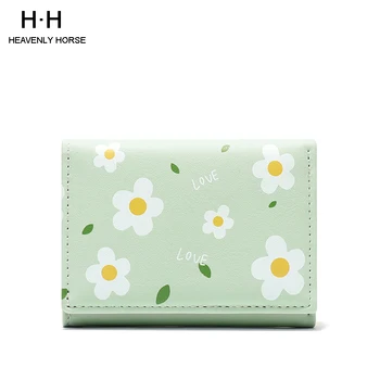 

New Arrival PU Leather Printed Wallet Women's Short Three-Fold Fashion Small Fresh Japanese Korean Wallet Women's Wallet