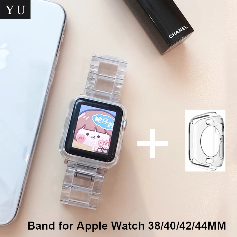 

Transparent jelly resin strap for Apple Watch Series 6 SE 5 4 3 2 Strap Bracelet for iWatch 38/40/42/44mm Watchband Accessories