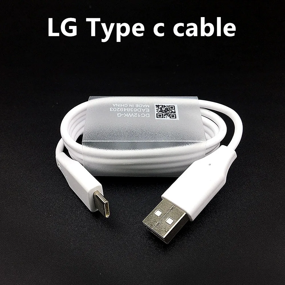 Original LG 100cm Round type A to Type C Fast Charge Data Cable For G7 thinq G6 G5 V10 V20 v35 v30 Q6 Mobile Phone Flat Line | Мобильные
