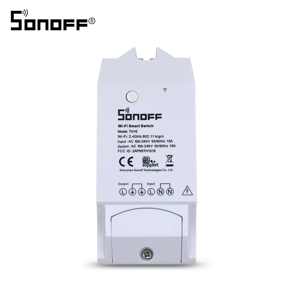 Умный Wi Fi переключатель SONOFF TH16 монитор температуры и влажности с датчиком Am2301