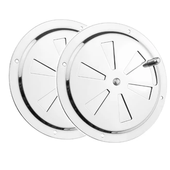 

2Pcs Round Air Louver Vent & Side Knob Opening Grille Cover Marine Boat RV 316 Stainless Steel Louvered Vent 5Inch