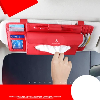 

Multi-function card holder Car Tissue Box PU Car Sun Visor Hanging Type Tissue Cover For Mercedes Benz CLK CLA A180 A200 A300