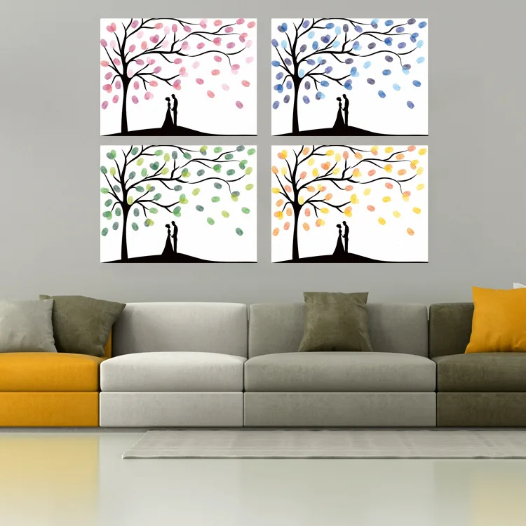 

Hot Selling Holiday Party Birthday Party DIY Fingerprint Painting Decorative Painting Wedding Attendance Couples Tree Signature