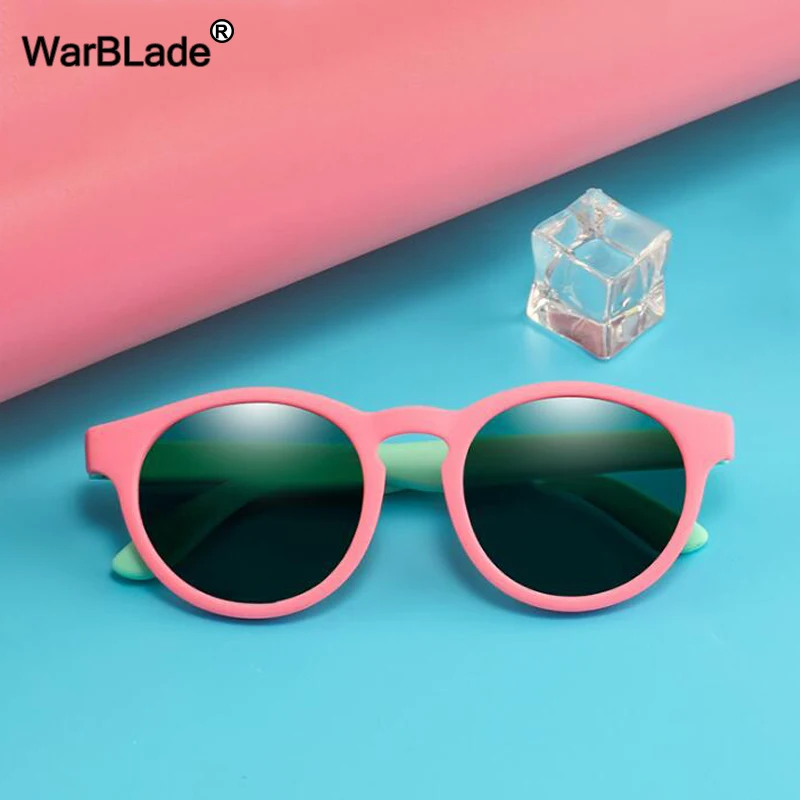 Kids Sunglasses WarBlade Round Children Polarized Sunglasses Boys Girl Kids Sun Glasses Silicone Safety Baby Infant Shades Eyewear UV400 Oculos