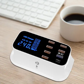

Digital Display USB Smart Charger LCD Tablet Phone Power Adapter Office Quick Desktop Travel Multi-port Home Type-c