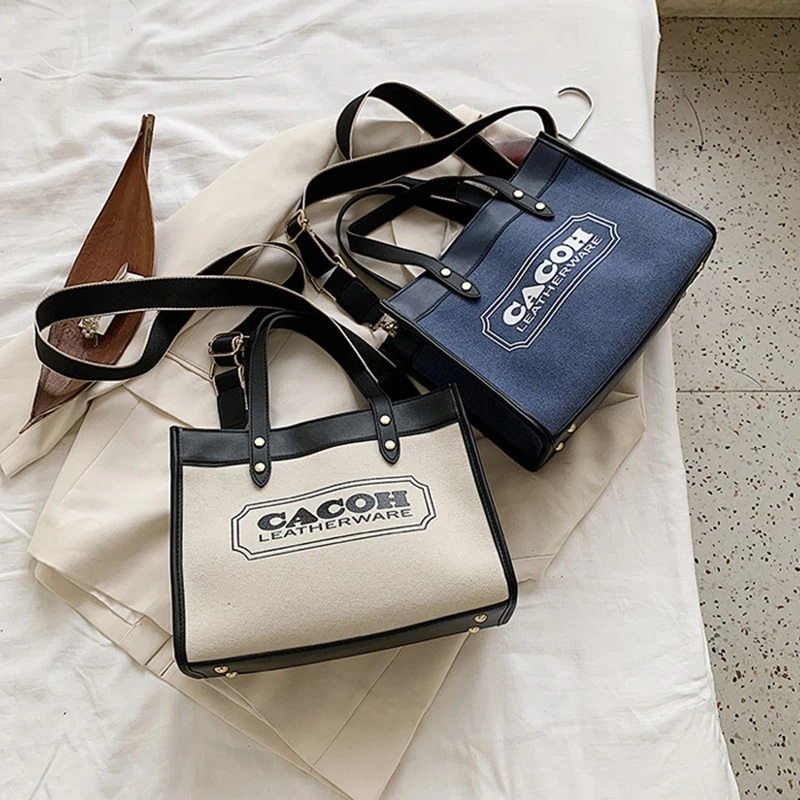 

Large Capacity Canvas Bag Women Bag 2020 New Shoulder Messenger Bag Portable Tote Bag Simple Designer Handbags Cross Body Bag CC