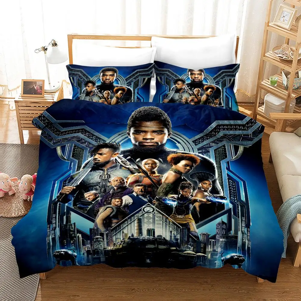 MULMF Duvet Cover Queen Bedding Collections Black Panther Pattern for Girls/Boys