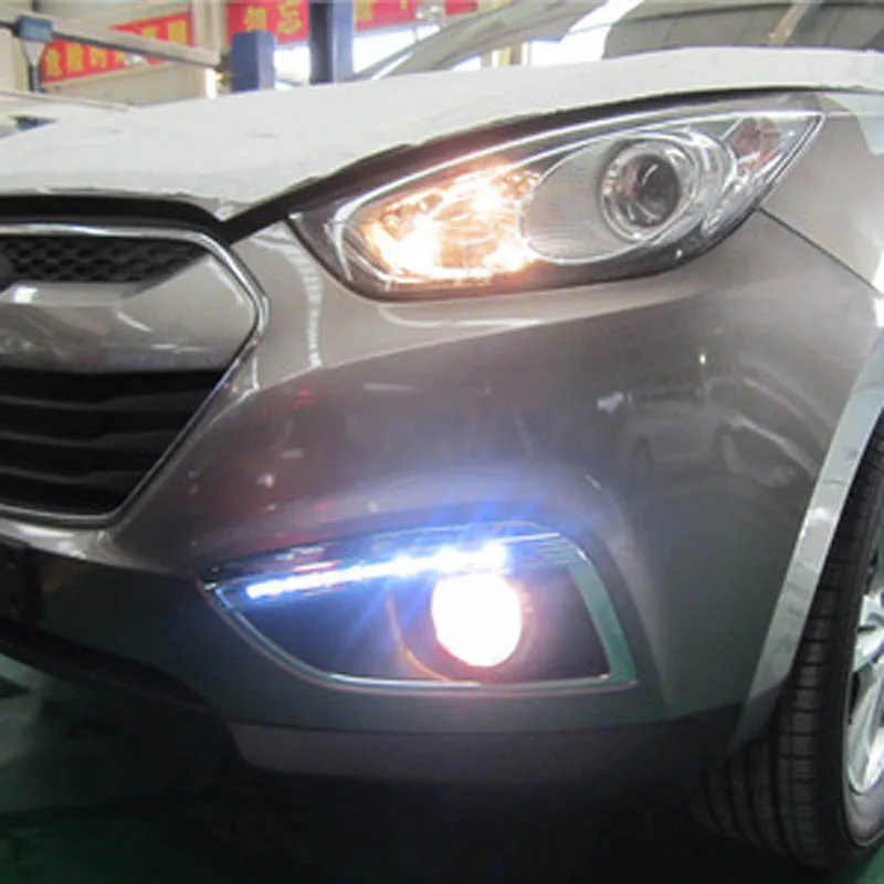 2 шт. led DRL для hyundai ix35 дневные ходовые огни дневного света led 2013 2012 2011 2010 2009 противотуманные лампы сигнала поворота Светильник Цвет: желтый, белый
