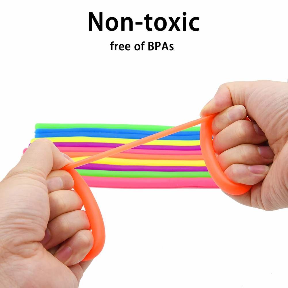 

12pcs Stretchy String Elastic Adults Decompression Kids Toy Anti Stress TPR Noodle Sensory Relieve Squeeze Colorful Fidget