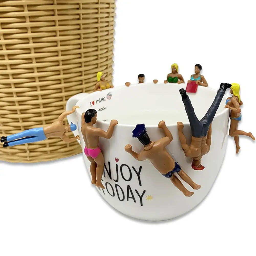

8Pcs Hanging Cups Model Toy Mini Simulated People in Swimsuit Doll Hanging Cups Dollhouse Pendant Decor Funny to Play
