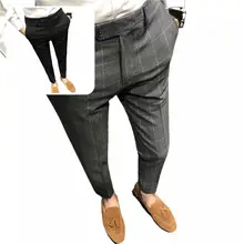 

Men Pants Button Breathable Ankle Length Handsome Suit Pants Pants for Dating