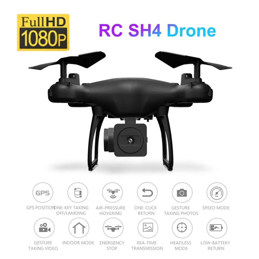 

2019New SH4 2.4G Drone with 1080P HD Camera WiFi FPV Drones GPS Muti-axis Remote Control Drone Gesture Photo Drone RC Helicopter