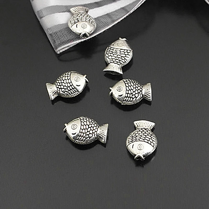

(23980)50PCS 12x8MM Antique Silver Color Zinc Alloy Little Fish Spacer Beads Bracelet Beads Jewelry Making Supplies Accessories