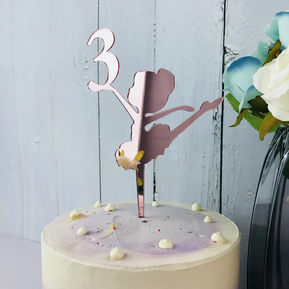 Personalized Happy Birthday mirror rose Cake Topper Custom Ballet girl age like to dance Party Decor | Дом и сад
