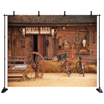 

Acejoker Cowboy Backdrop Wood House Birthday Party Baby Shower Photographic Backdgrounds