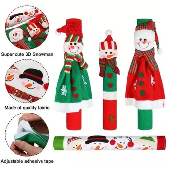 

Christmas Fridge Handle Covers Santa Claus Microwave Oven Dishwasher Door Handle Snowman Universal Size Kitchen Appliances